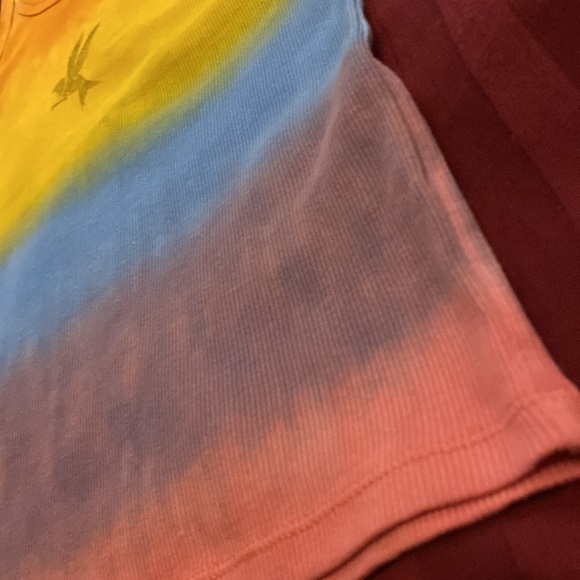 One Teaspoon Tie Dye SUNSET STRIPE RIB SINGLET Bower Bird Logo Small - Picture 13 of 16
